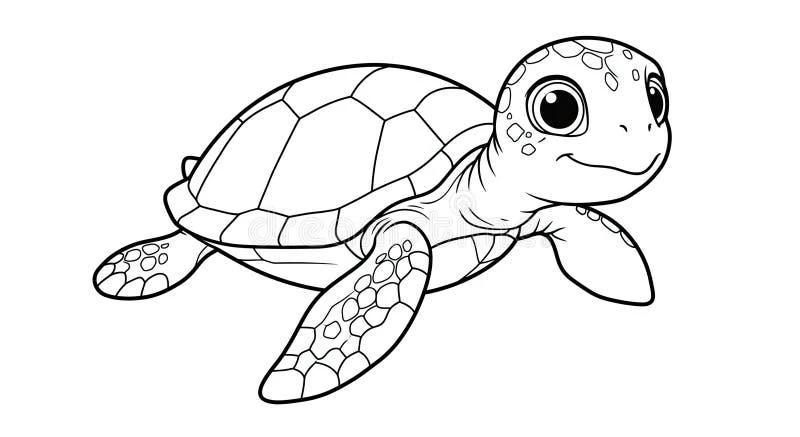 Cute Turtle color page for kids