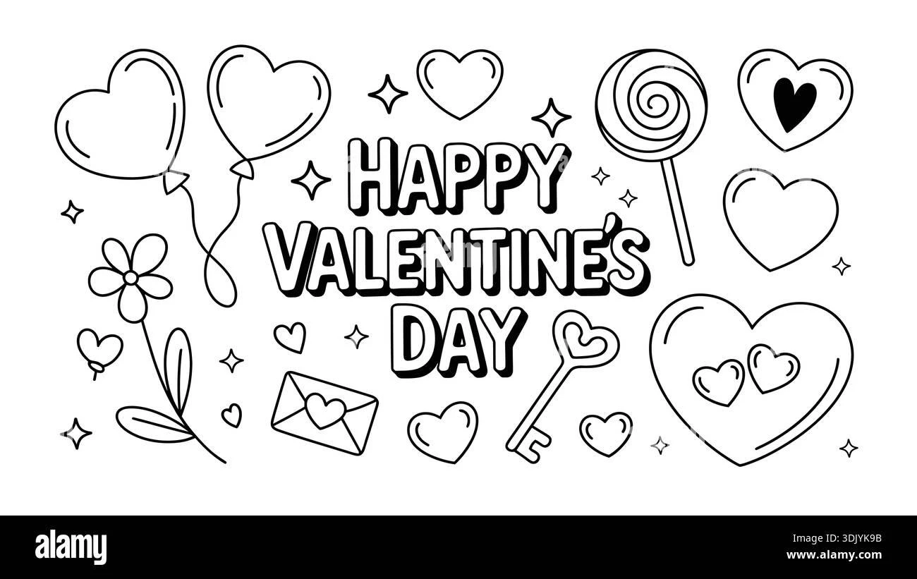 Cute Valentine color page for kids