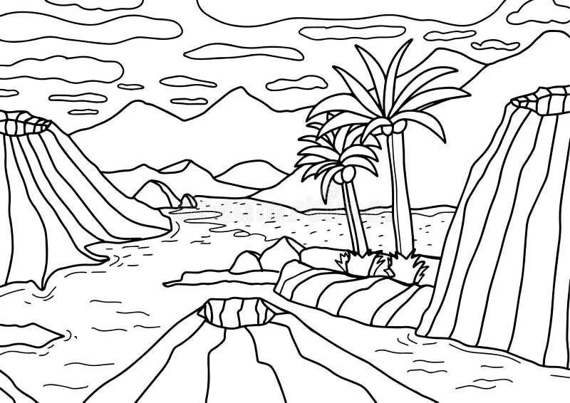 Free Volcano coloring sheet for kids
