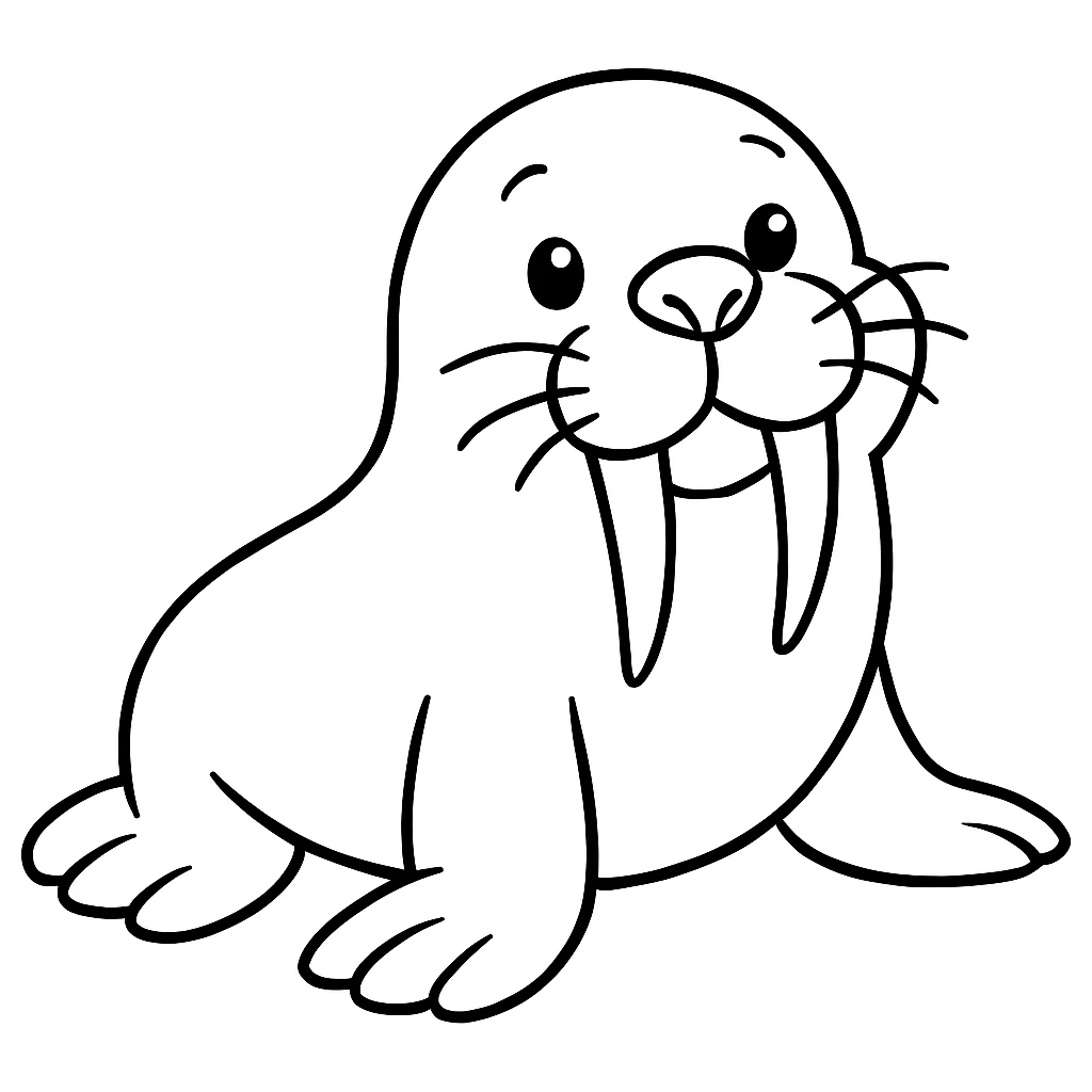 Walrus drawing page for kids