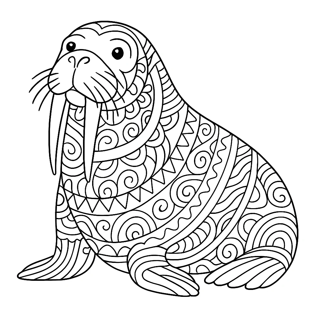 Free Walrus coloring sheet for kids
