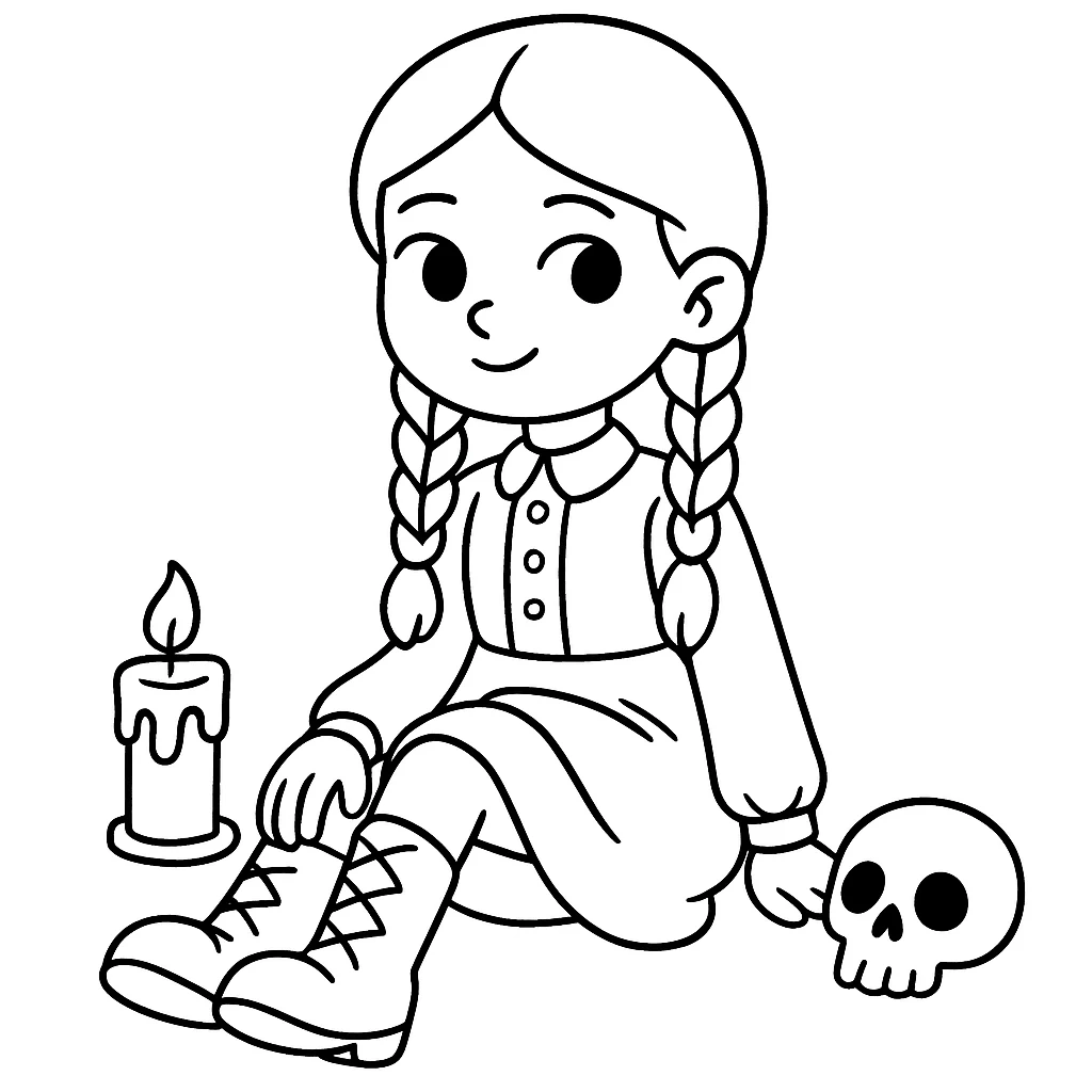 Cute Wednesday color page for kids