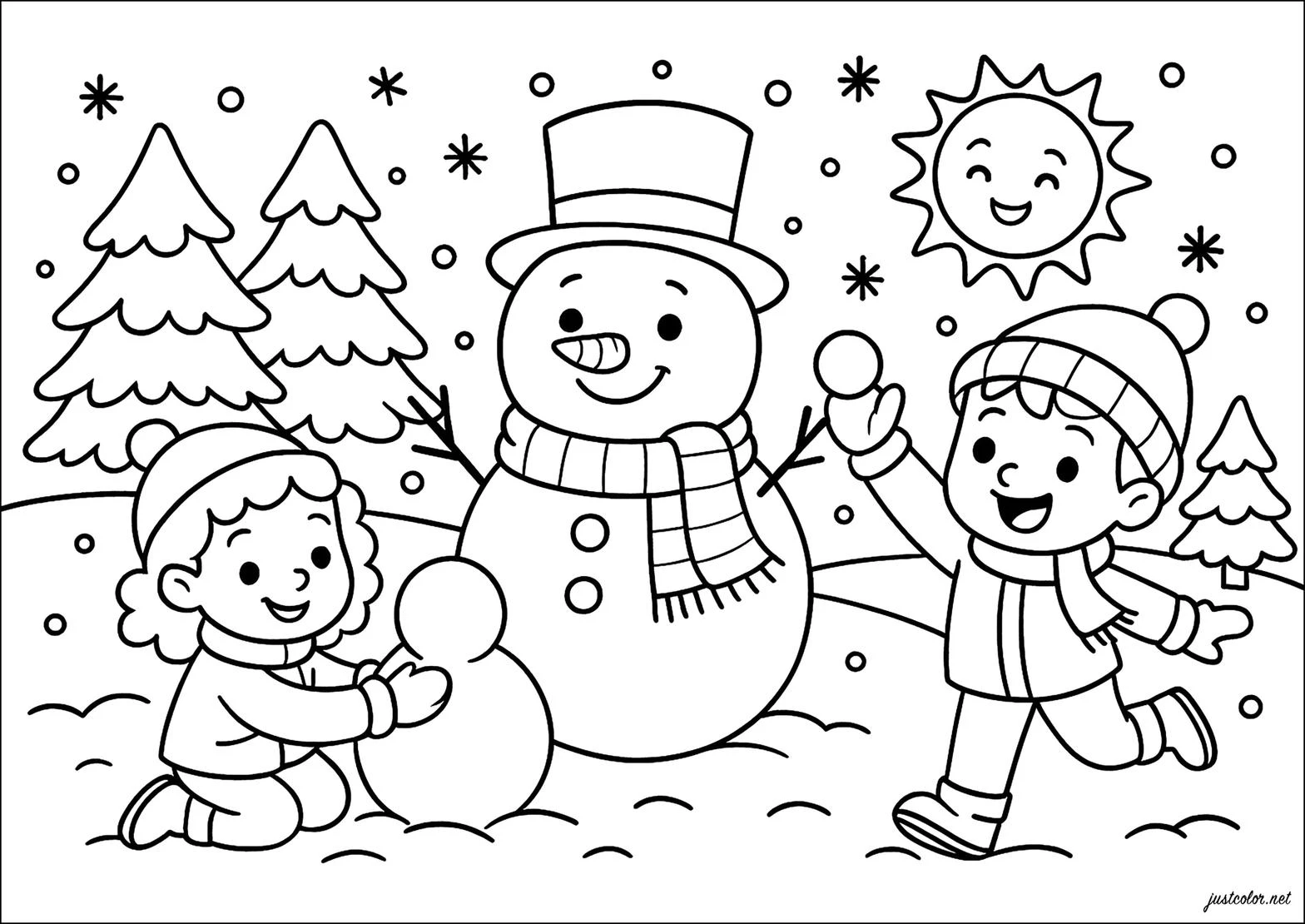 Cute Winter color page for kids