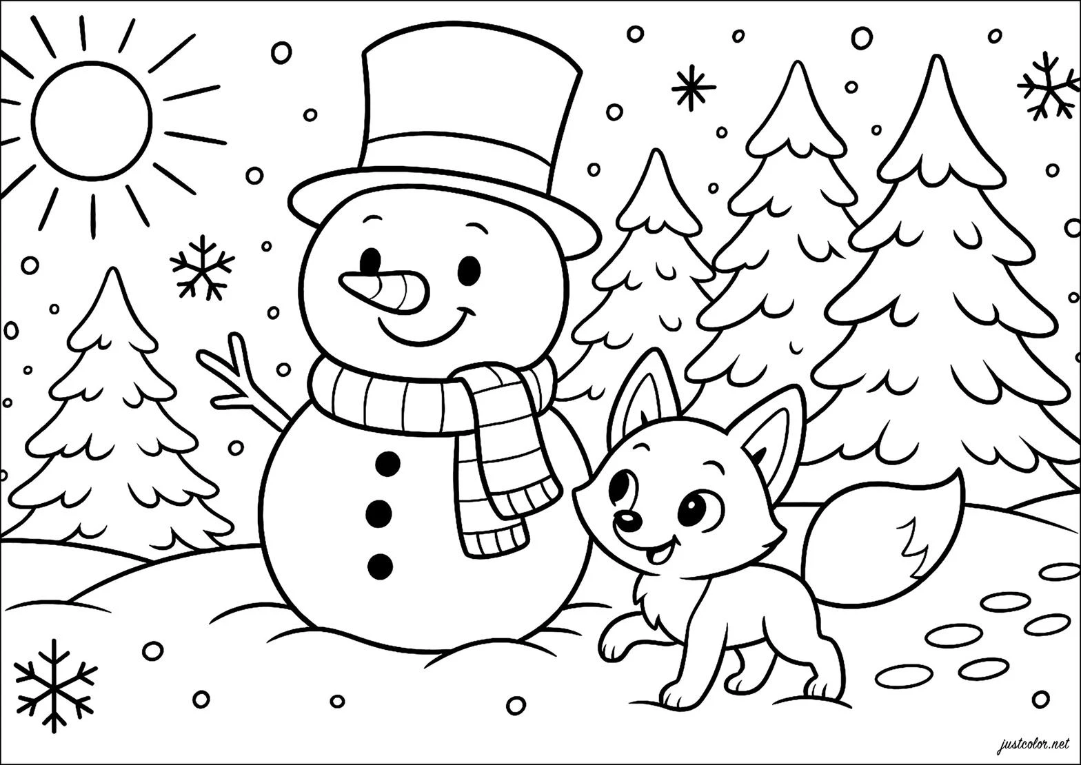 Free Winter coloring sheet for kids