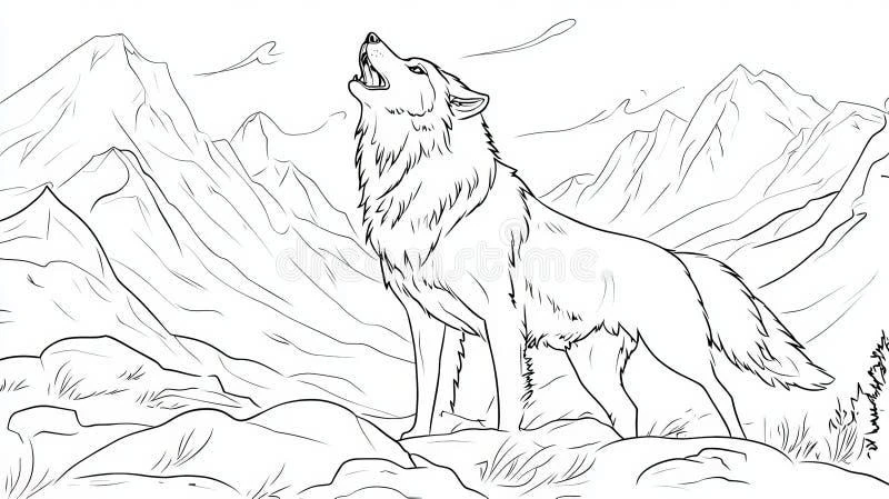 Cute Wolf color page for kids